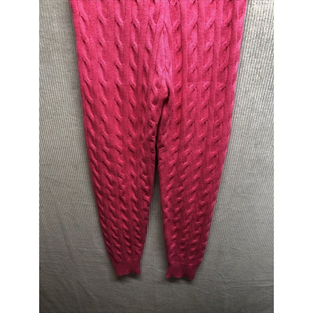 Joyfunear Cableknit Leggings Size M Pink Drawstring Waist Tapered Leg Barbiecore